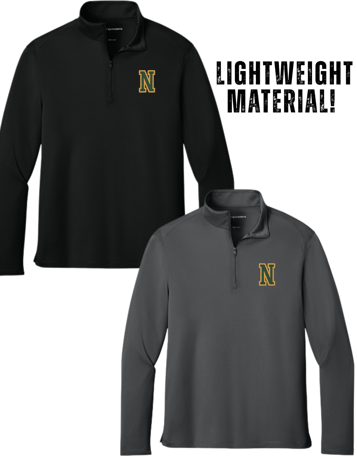 K241 Embroidered Port Authority® Wearever Performance Pique 1/4-Zip - Left Chest Embroidered with "N" Green N, Vegas Gold Outline