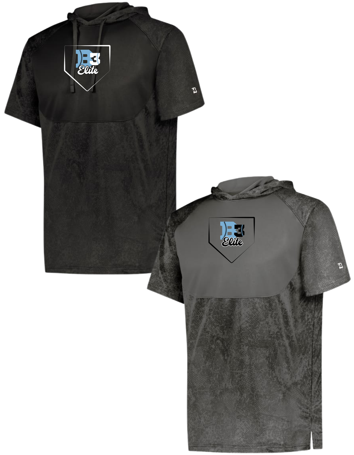 B12012 & B11012 Badger Sport - STADIUM PRINT SHORT SLEEVE HOODED TEE - B3 Home Plate Logo