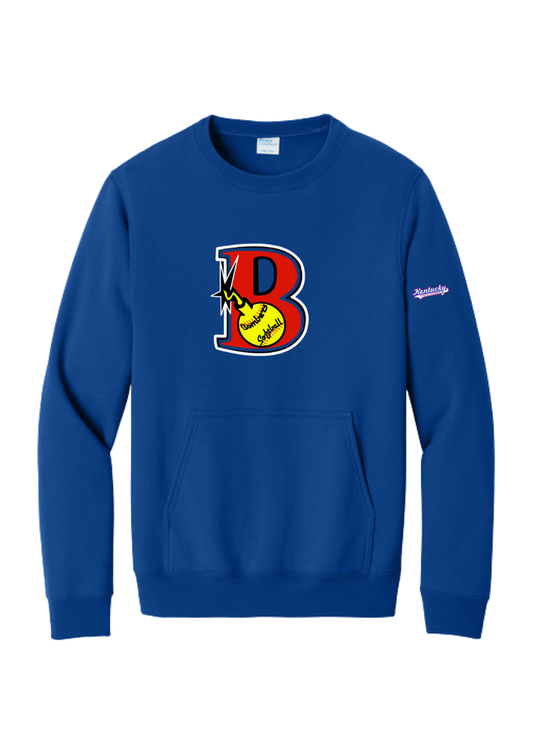Youth Port & Co Youth Core Fleece Crewneck Pocket Sweatshirt Design 3 - PC78YPKT