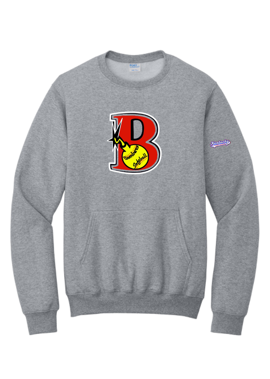 Adult Port & Co Core Fleece Crewneck Pocket Sweatshirt Design 3 - PC78PKT