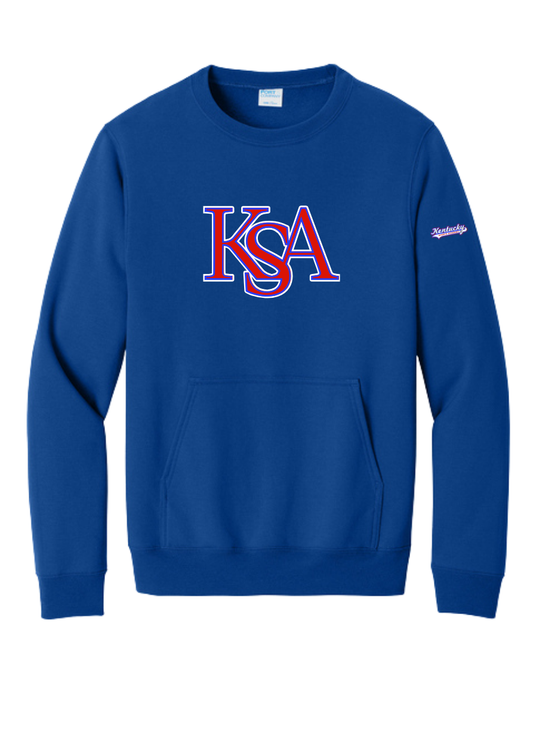 Youth Port & Co Youth Core Fleece Crewneck Pocket Sweatshirt Design 2 - PC78YPKT