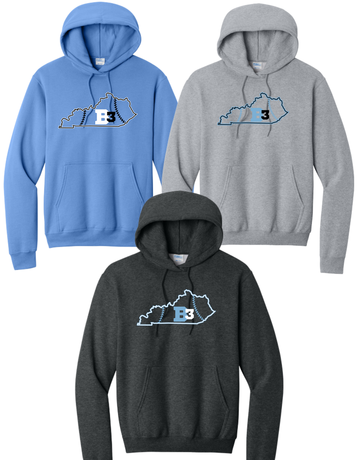 PC78H & PC78YH Port & Co® Core Fleece Pullover Hooded Sweatshirt ++ Design 1 - B3 KY State Logo