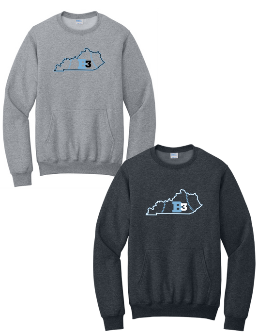 PC78PKT & PC78YPKT Port & Co® Core Fleece Crewneck Pocket Sweatshirt ++ DESIGN 1 - B3 KY State Logo