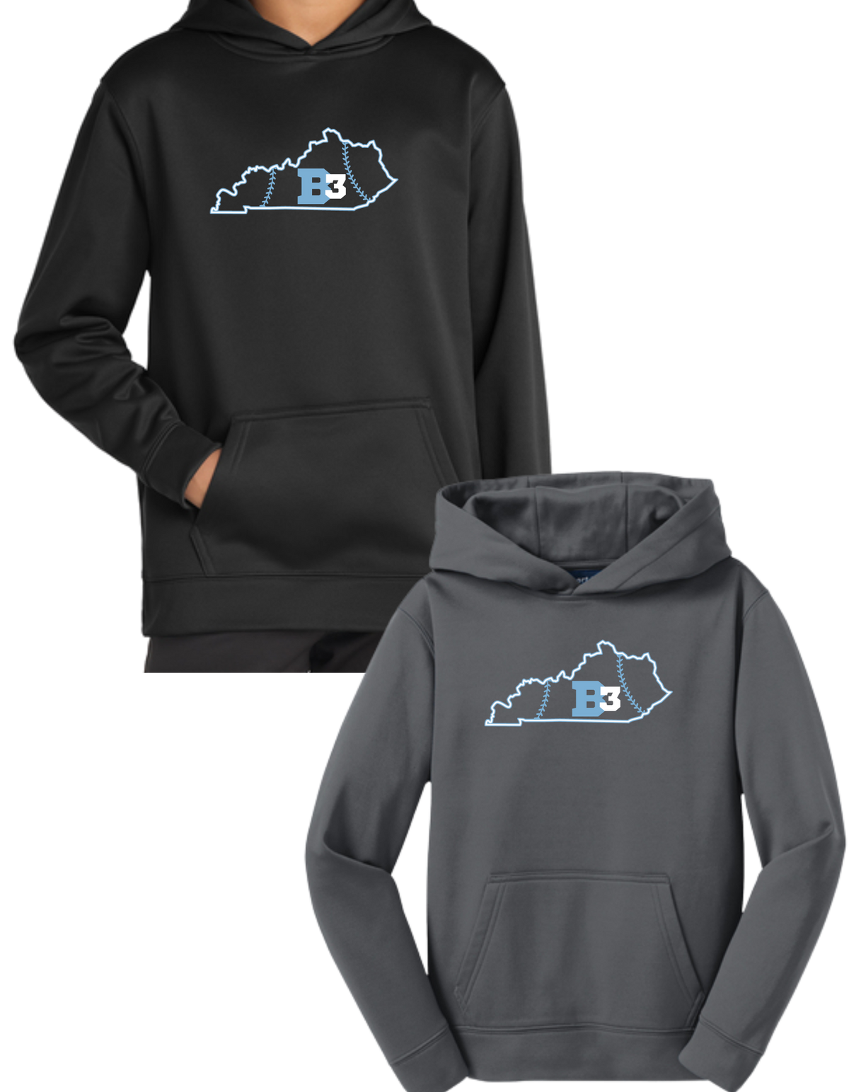 YST244 Sport-Tek® Youth Sport-Wick® Fleece Hooded Pullover ++ Design 1 - B3 KY State Logo
