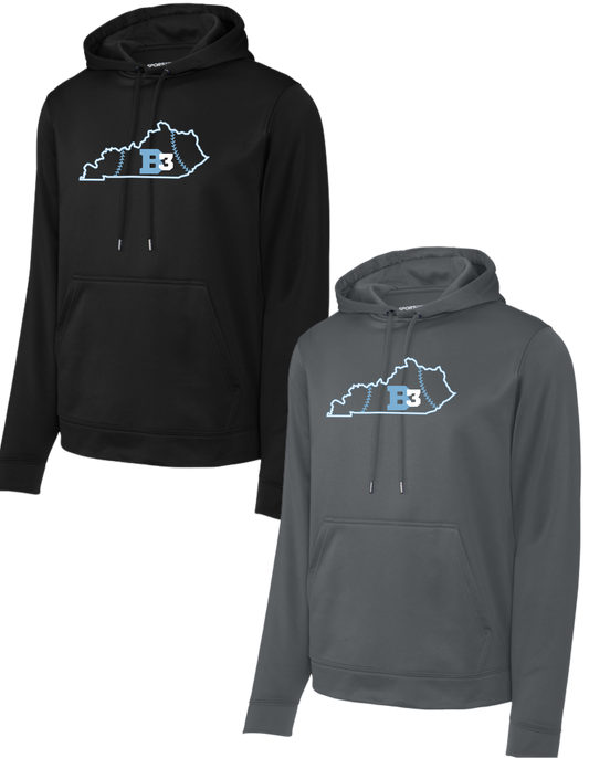 F244 Adult Sport-Tek Sport-Wick Fleece Hooded Pullover ++ DESIGN 1 - B3 KY STATE LOGO