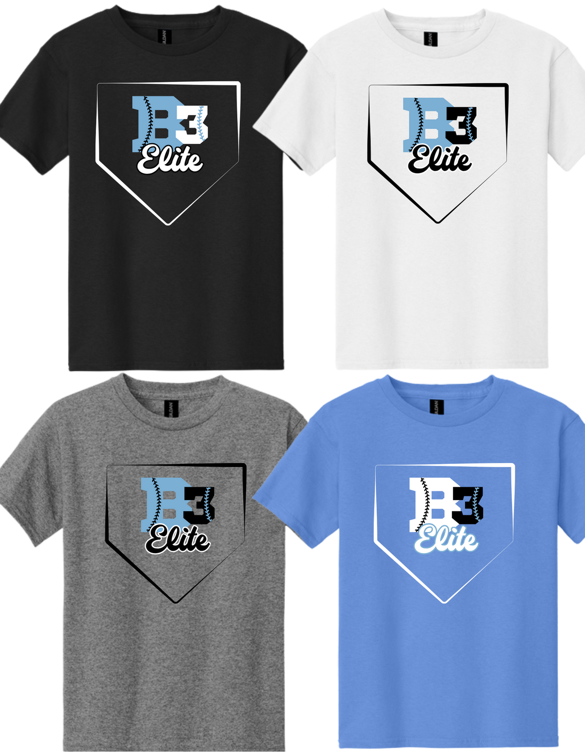 5000 & 5000B GILDAN Heavy Cotton T-Shirt ++ Design 2 - B3 Home Plate Logo