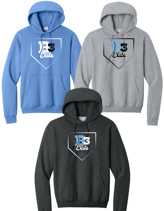 PC78H & PC78YH Port & Co® Core Fleece Pullover Hooded Sweatshirt ++ DESIGN 2 B3 HOME PLATE LOGO