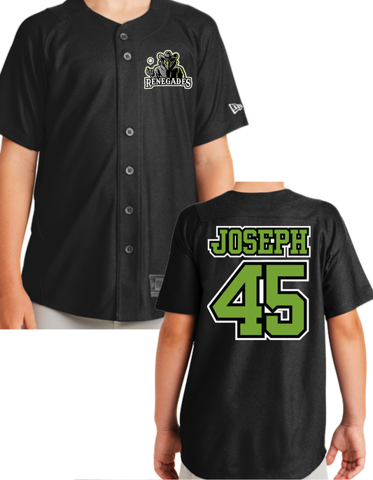 Youth New Era Diamond Era Full-Button Printed Jersey YNEA220 w/ Player Name & Number