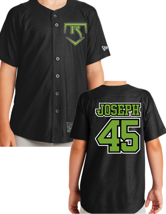 Youth New Era Diamond Era Full-Button Printed Jersey YNEA220 w/ Player Name & Number