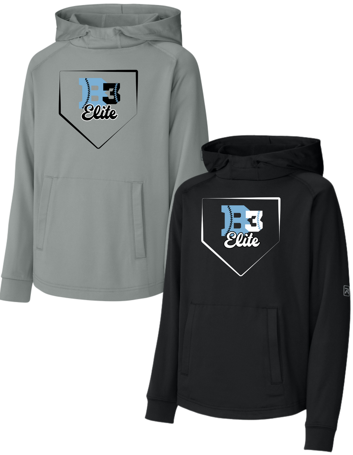 RY7200LSH & RA7200LSH Richardson Charge Performance Fleece Long Sleeve Hoodie ++ DESIGN 2 B3 HOME PLATE LOGO