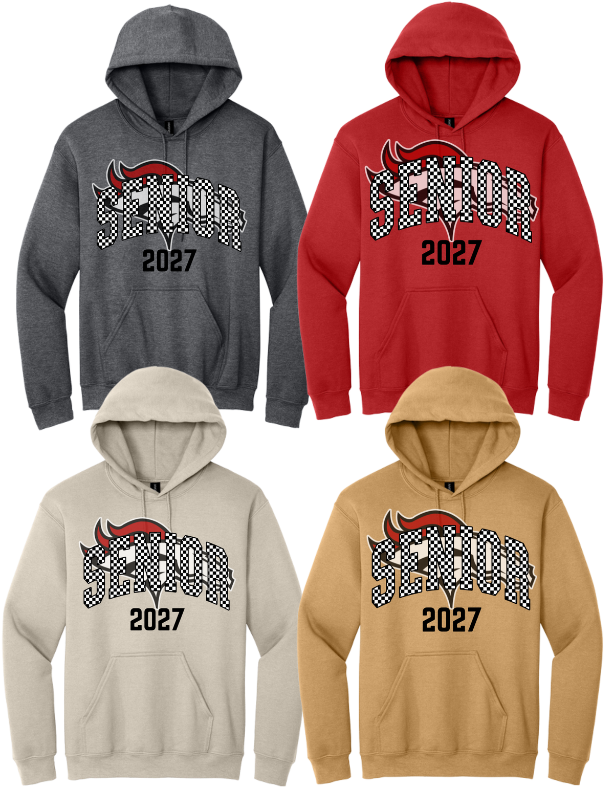 18500 GILDAN Heavy Cotton Hooded Sweatshirt - PRINT Senior Checkered Design