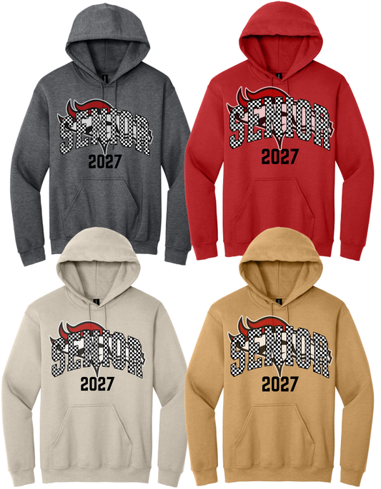 18500 GILDAN Heavy Cotton Hooded Sweatshirt - PRINT Senior Checkered Design